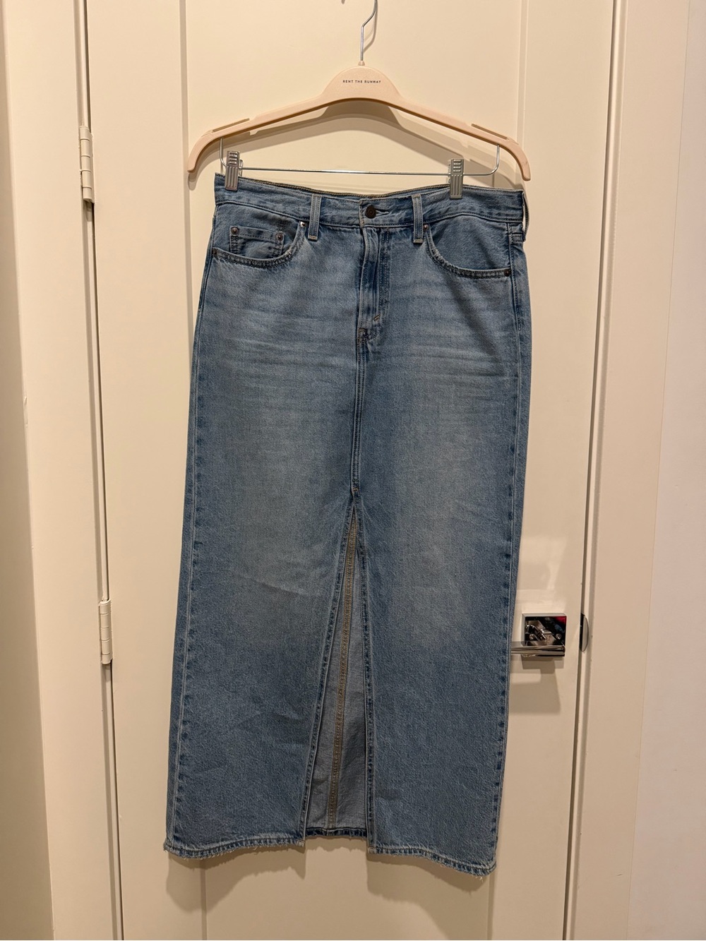 Levi's Light Blue Denim Maxi Skirt with Front Slit